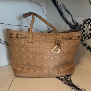 Elegant Tan Quilted Tote Bag
